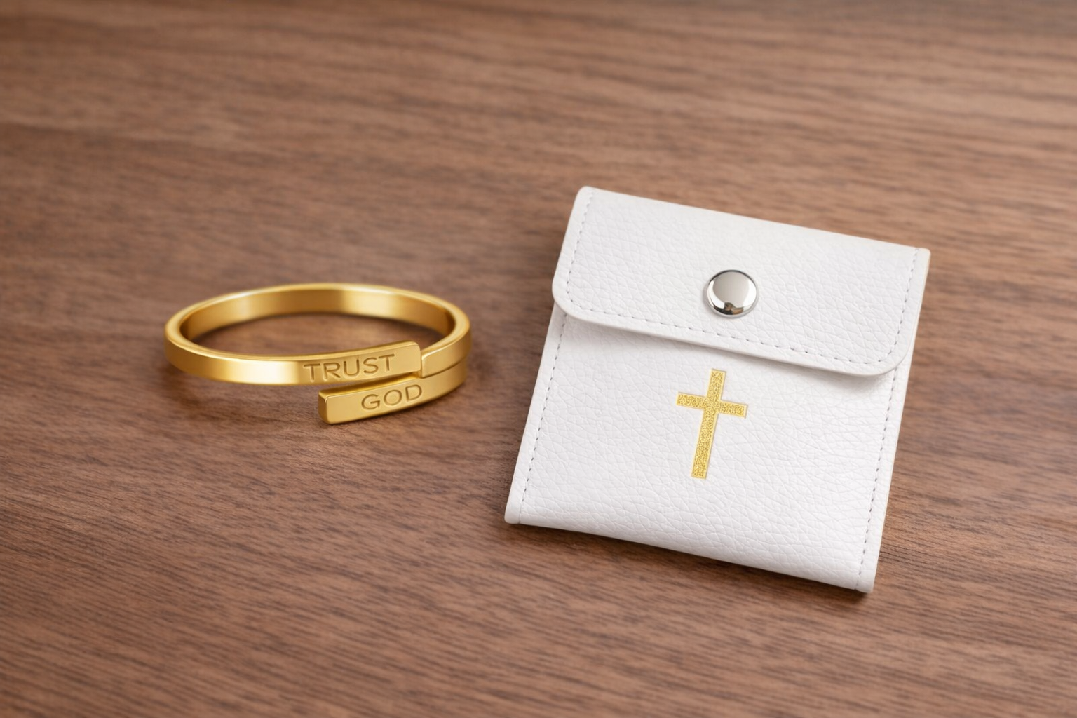 Trust God Stainless Steel Ring (Gold Tone) – Faith-Inspired Christian Ring | Minimalist Religious Jewelry