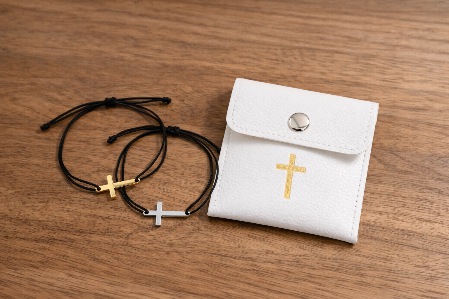 Faith Cross Adjustable Interlocking Woven Bracelets   – Gold & Silver Tone