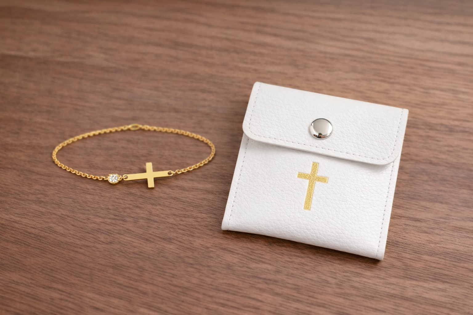 Women’s Faith Cross Stainless Steel Bracelet – Gold Finish