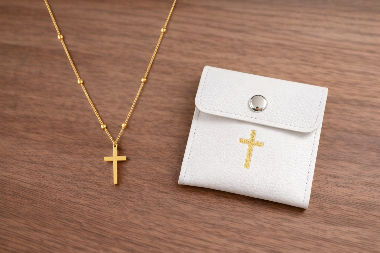 Faith Cross Stainless Steel Necklace – Gold Finish