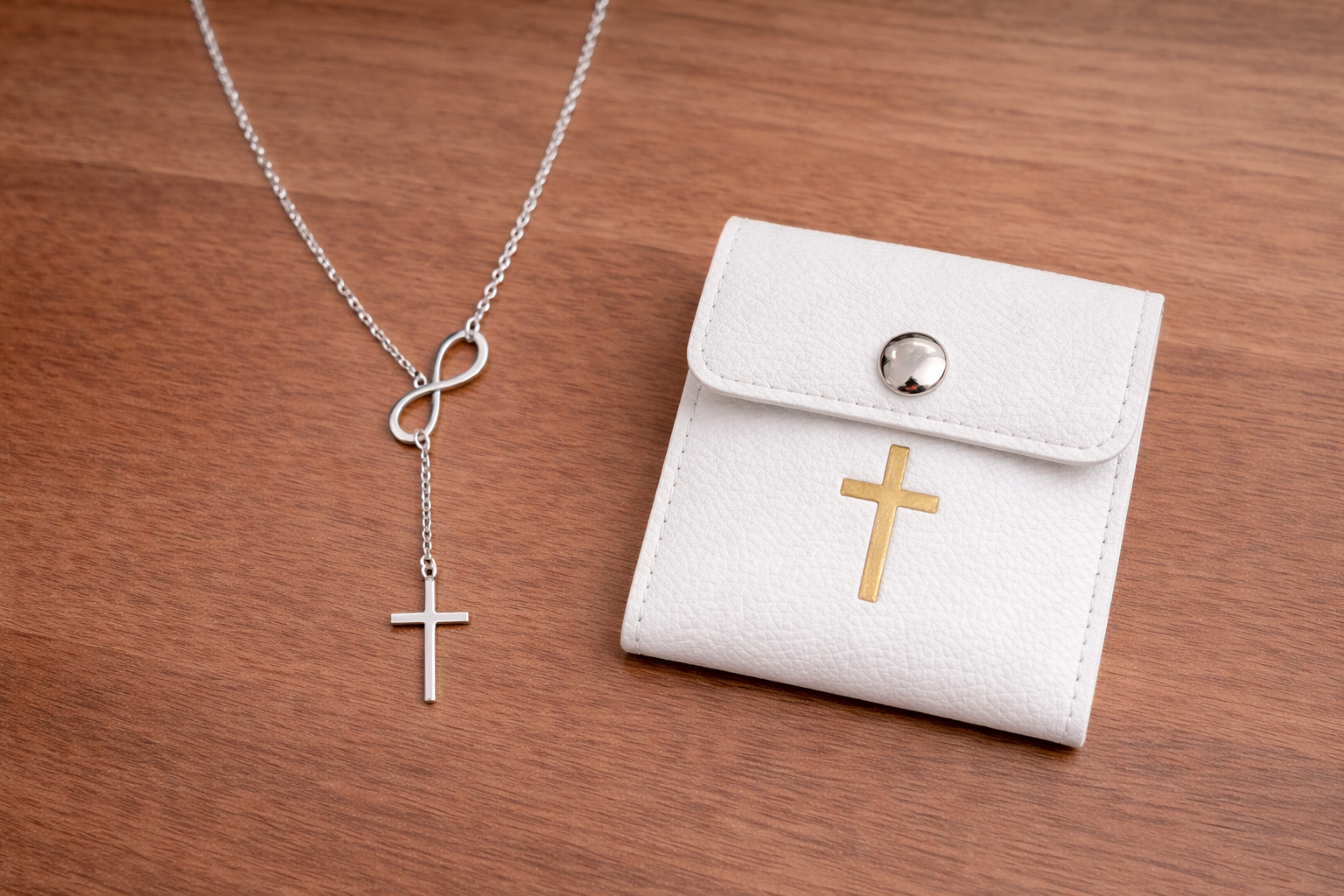 Eternal Faith Infinity Cross Necklace – Silver Tone