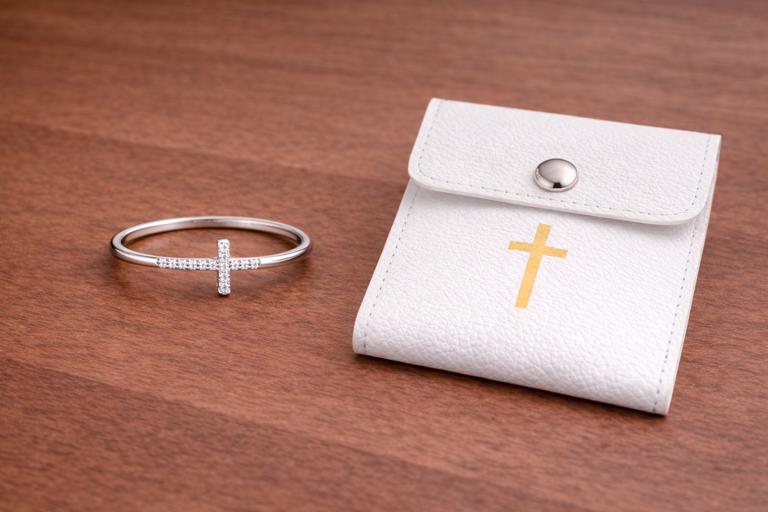 Minimalist Cross Faith Ring – Minimalist Christian Ring (Silver Tone)