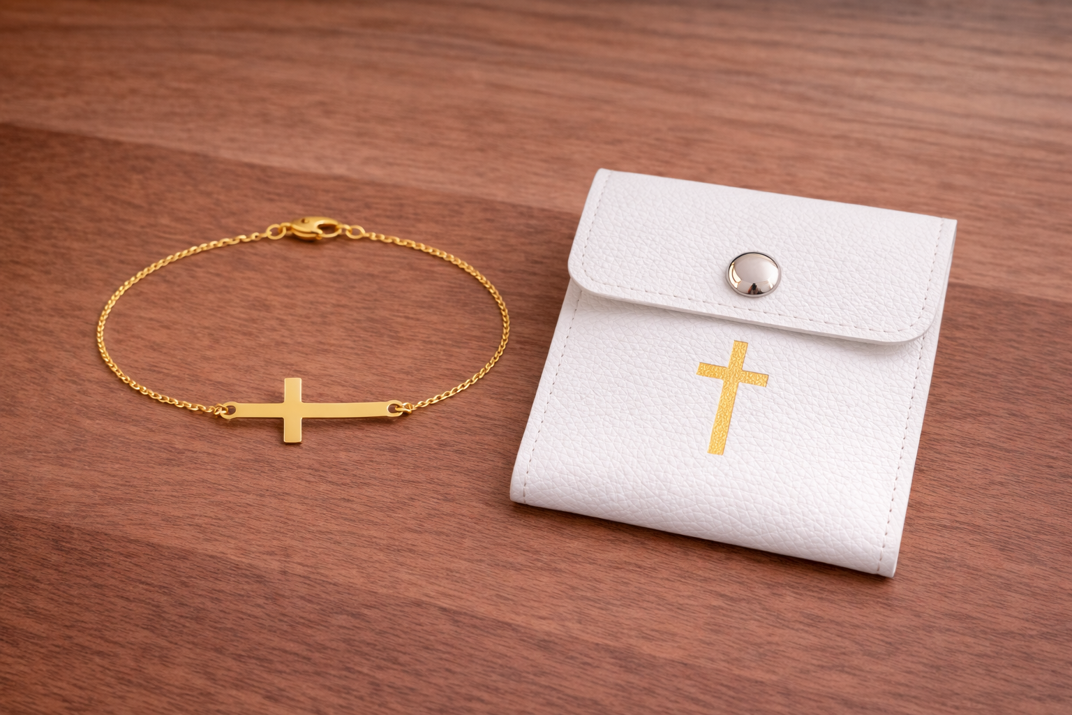 Men’s Faith Cross Stainless Steel Bracelet – Gold Finish