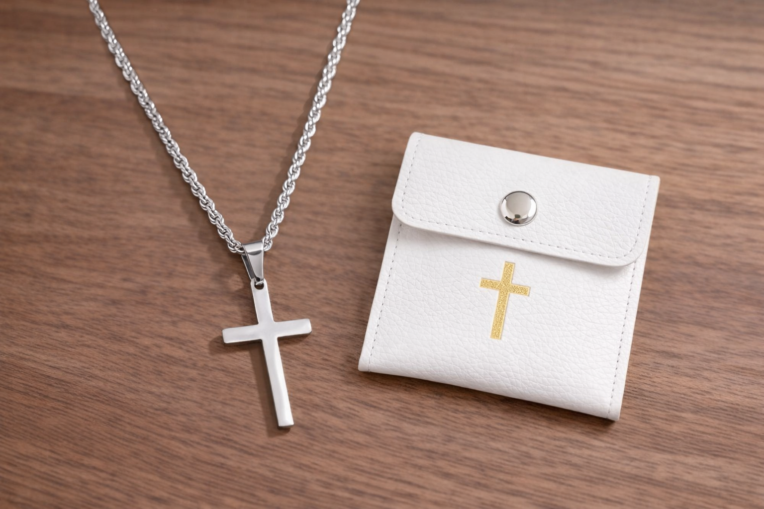 Enduring Faith Stainless Steel Cross Necklace – Silver