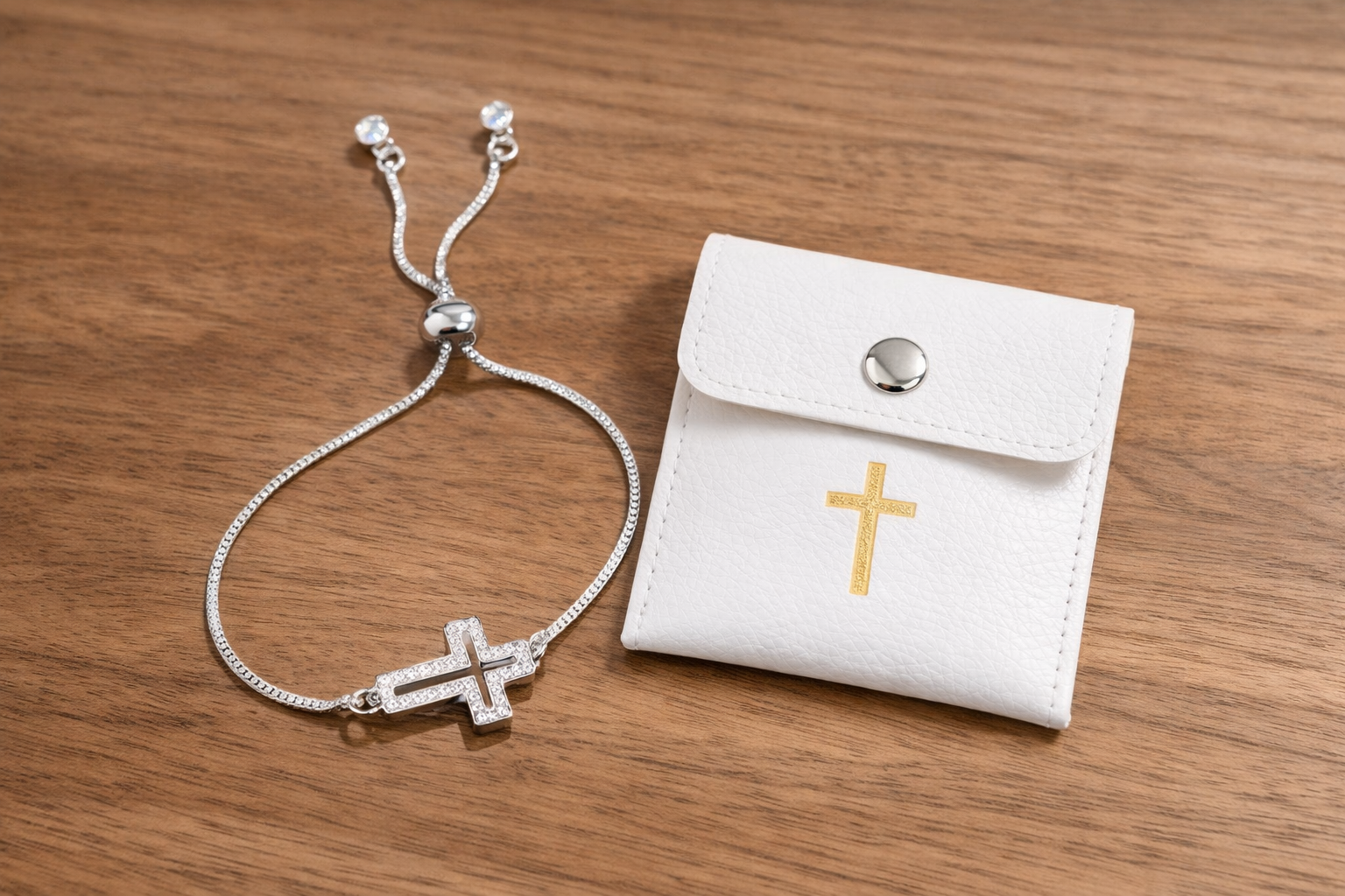 Delicate Faith Cross Bracelet – Silver Tone