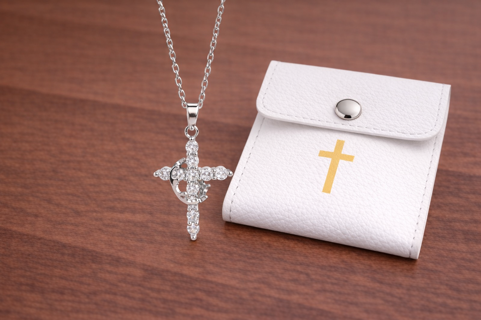Stainless Steel Cross and Crown Necklace – Faith & Grace Pendant